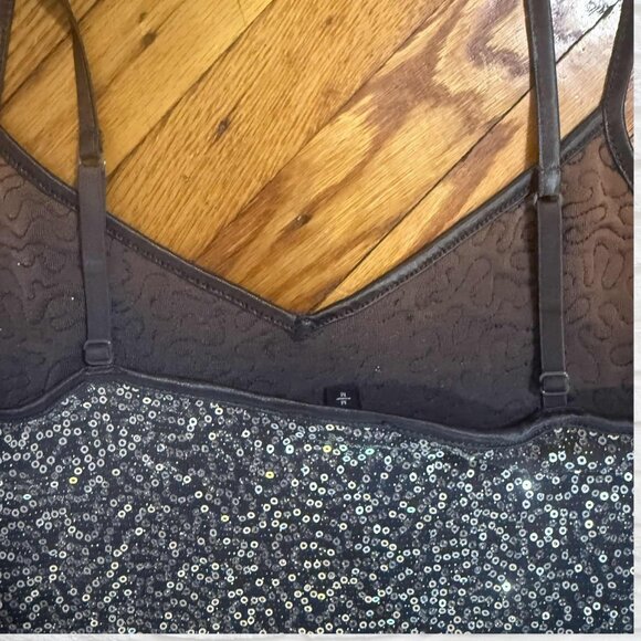 Express Sparkle Sequin Tank Top Medium Silver Grey Adjustable Strap Cami Baddie - Picture 6 of 8